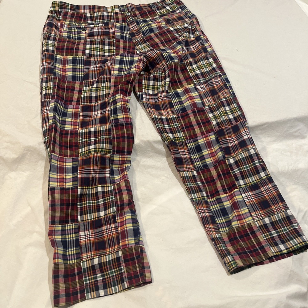 Brooks Brothers 346 Madras Plaid Pants Men's Size 40x30 Preppy Patchwork Cotton - Picture 6 of 9